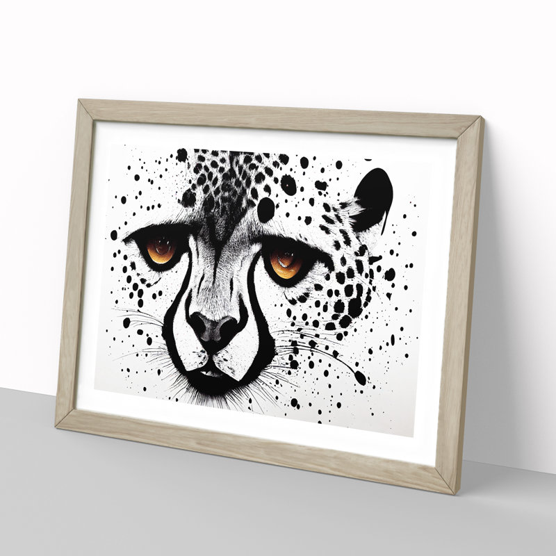 XH1022-6581X Painted Cheetah Vol.2 Abstract - Single Picture Frame Print, 46cm H x 64cm W, Grey
