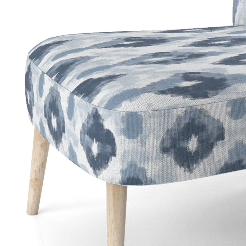 Chaise d'appoint moderne - chaise d'appoint grise et blanche Ikat, Chaise d'appoint sans accoudoirs