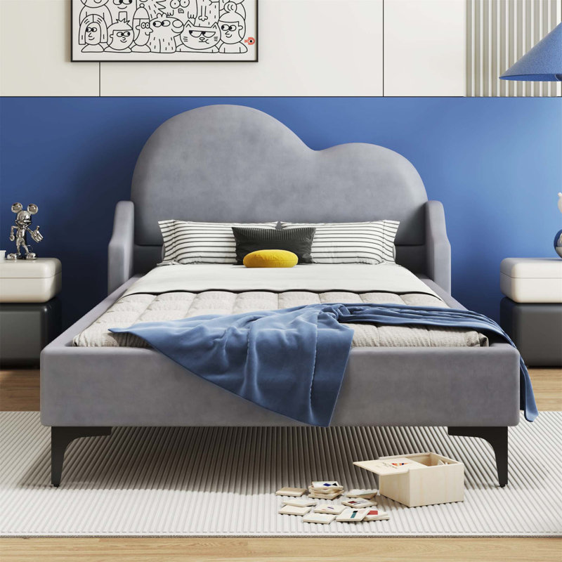 Barnham Upholstered Platform Bed, Gray