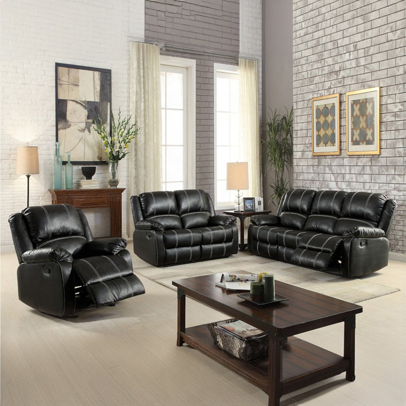 Canapé inclinable en cuir synthétique noir, Noir