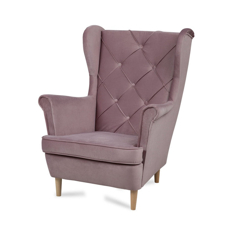 Aspen Velvet Wingback Chair, Pink
