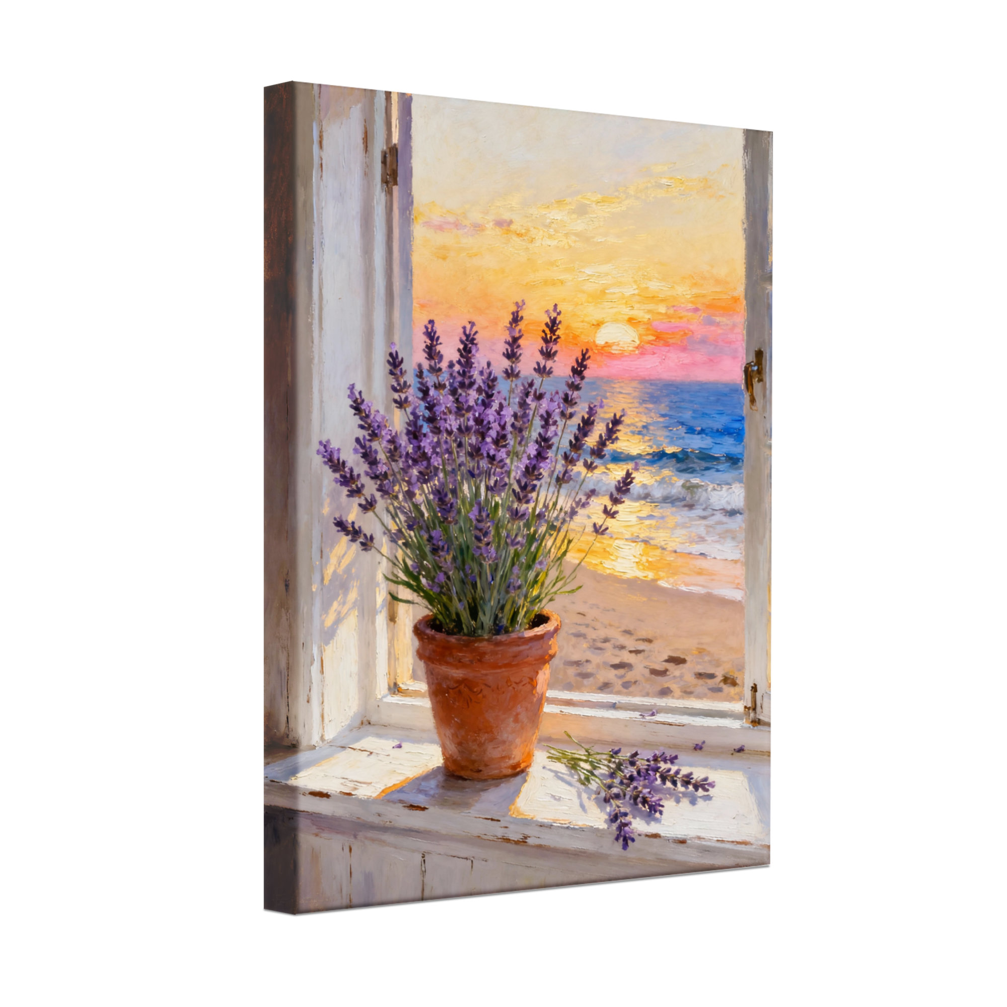 Highland Dunes Plants & Flowers Sunset Beach Lavender Window View Art ...
