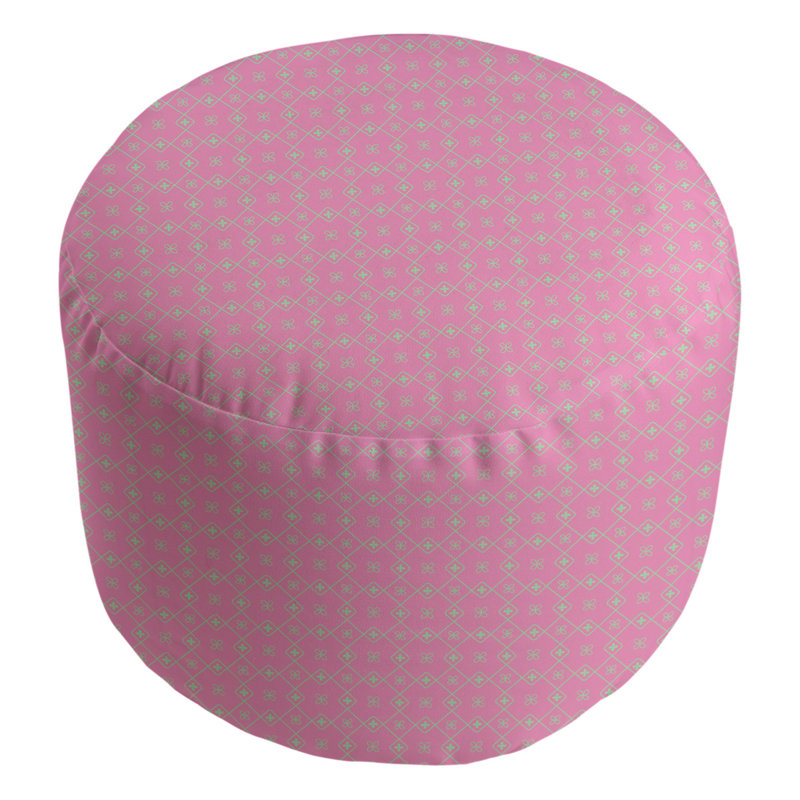 Avicia Upholstered Pouf, Hot Pink/Jade Green
