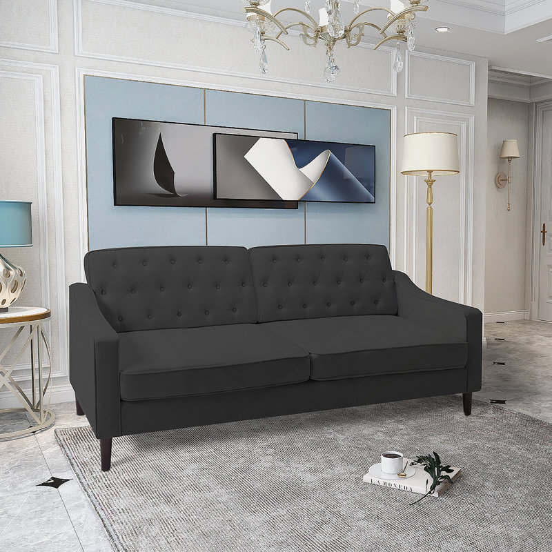 Canapé 77,2 po à accoudoirs carrés gris