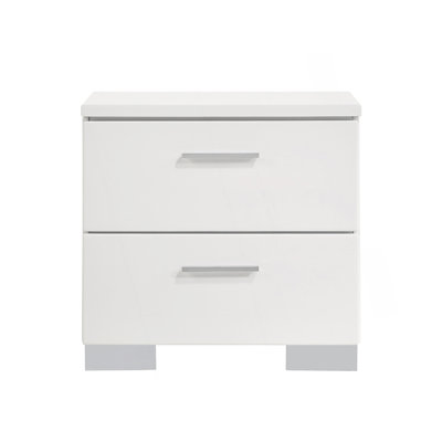 2-Drawer Nightstand In White High Gloss Finish