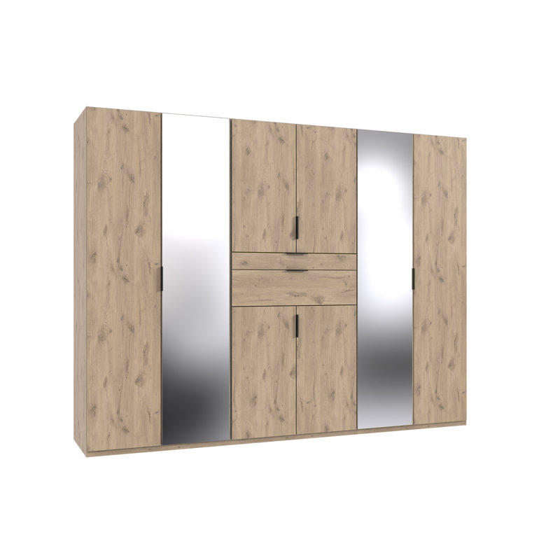 Qusai 8 Door Manufactured Wood Wardrobe, Oak wood
