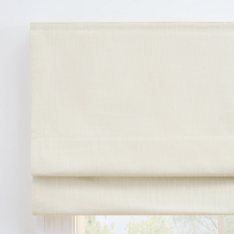ECLIPSE Faux Silk Roman Shade for Windows, Cordless 100% Blackout Shades 36 in Wide x 64 in Long, Noise Reducing, Energy Efficient and Solid Silk-Like Window Shades for Living Room, Bedroom or Office, Ivory