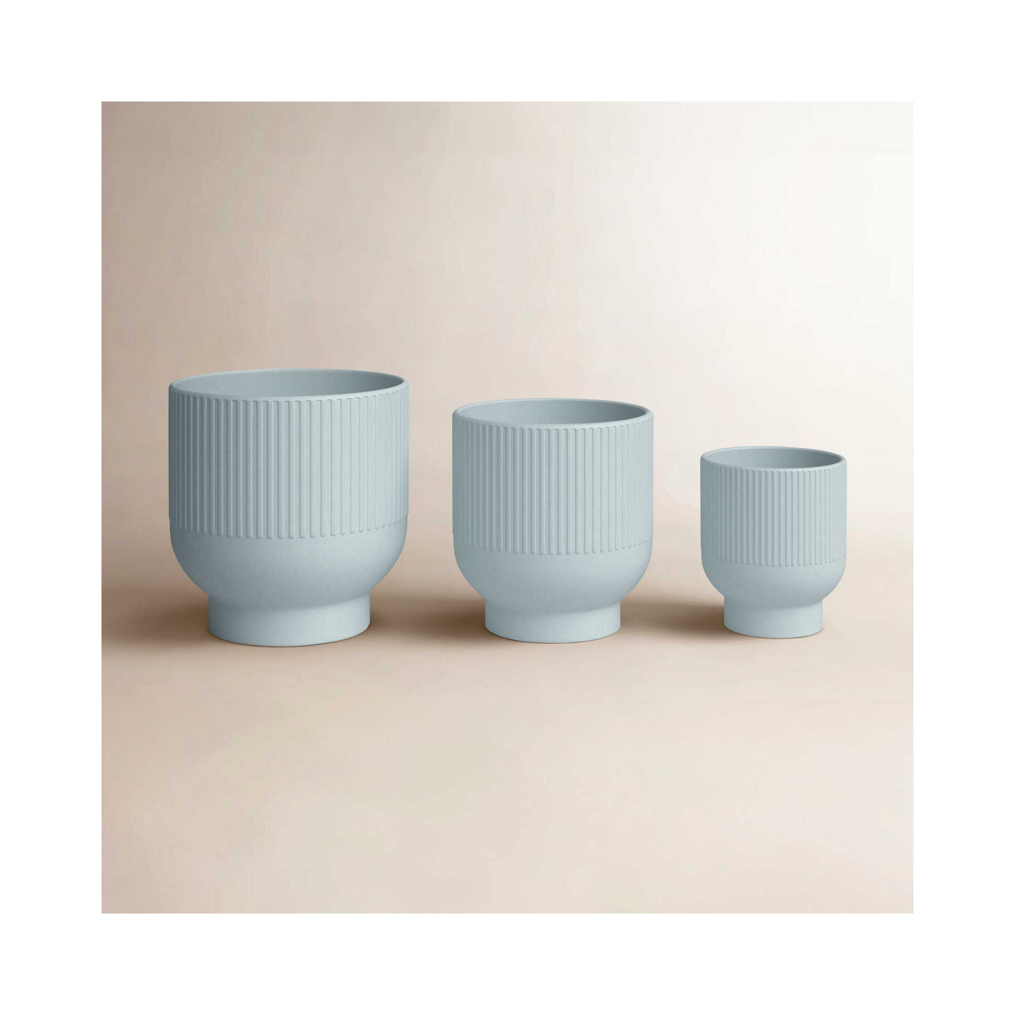 Ceramic Planter - Set of 3, 8.8" H x 8.6" W x 8.6" D, Blue