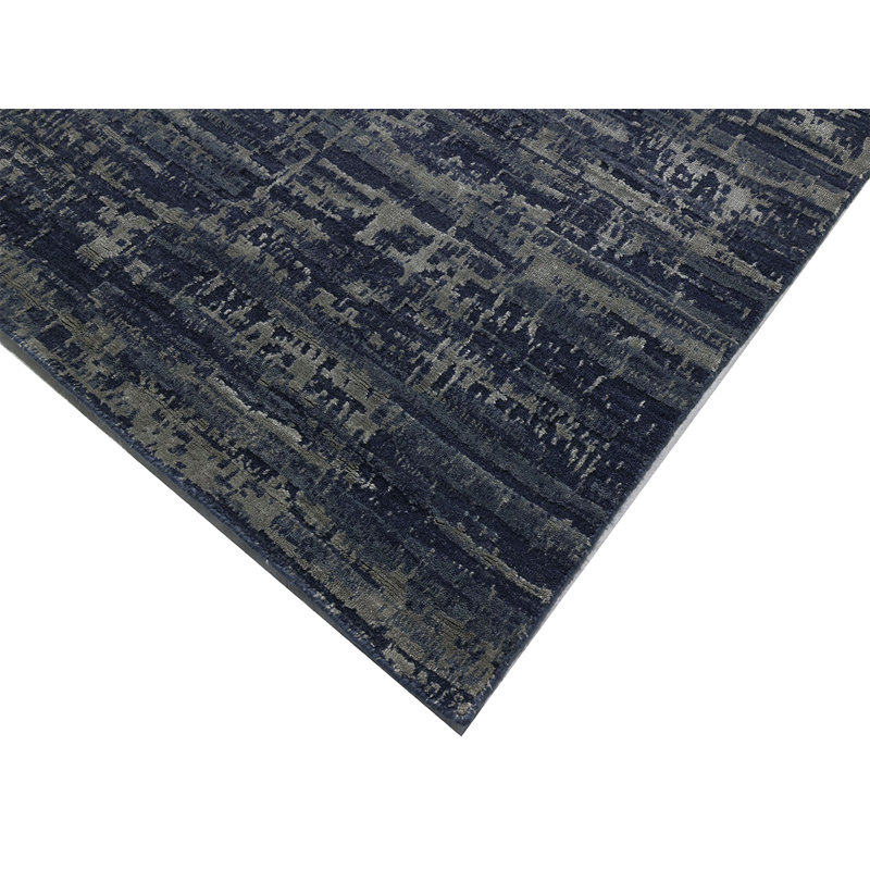 Abstract Area Rug in Navy, Rectangle 10' x 14'