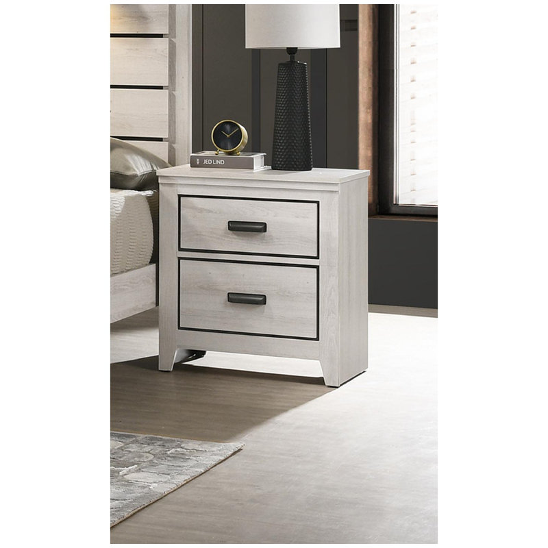 Javas 2 - Drawer Solid Wood Nightstand, Beige
