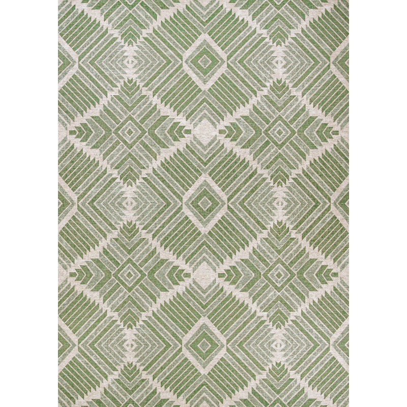 Hause Geometric Juniper Green Indoor Outdoor Area Rug, Rectangle 2'3" x 3'11"