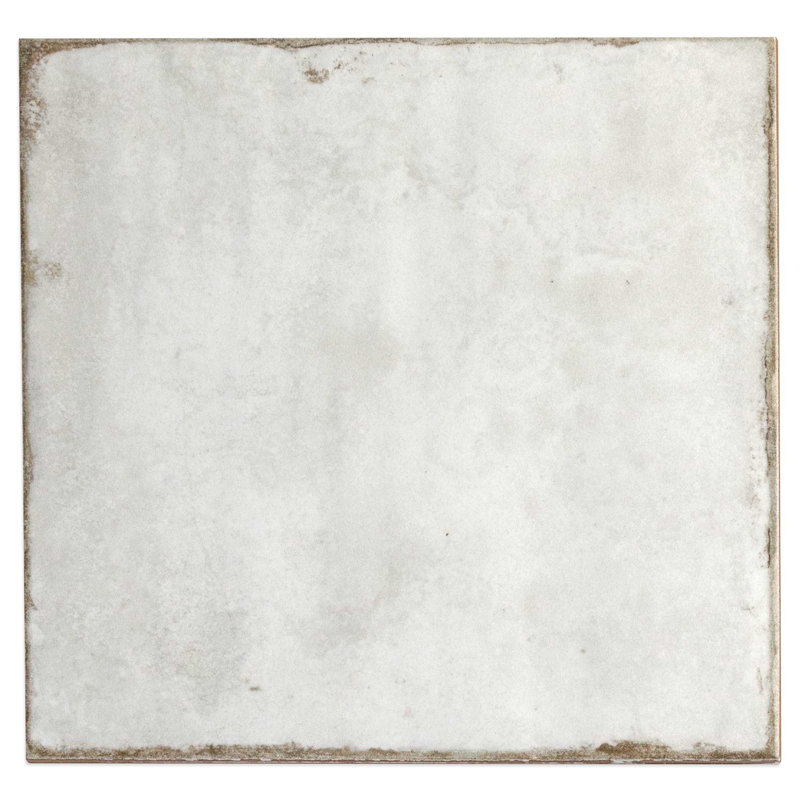 Angela Harris Dunmore 8x8 Polished Hand Painted Look Ceramic Tile, White