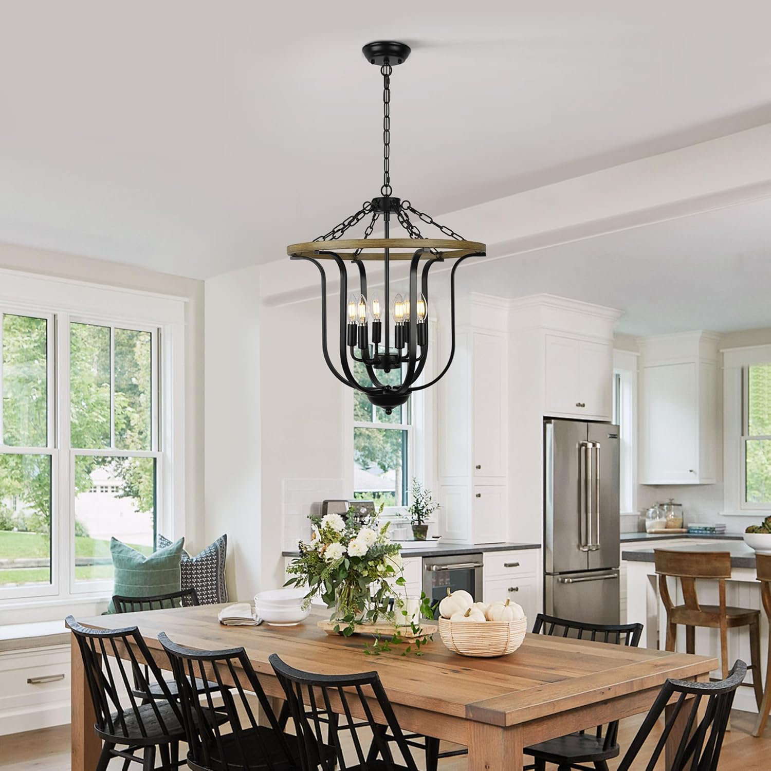 Gracie Oaks Farmhouse Chandelier Light Fixture, 6-Light Rustic Lantern ...