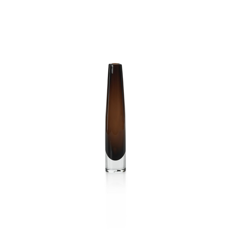 Glass Table Vase, 13.5" H x 2.5" W x 2.5" D, Light Brown
