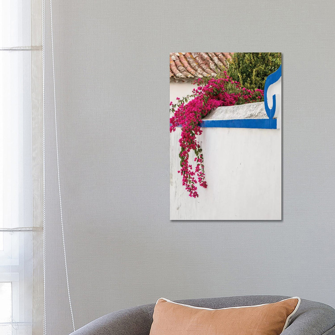 Beautiful Bougainvillea Blooming In Town IV, Portugal, Obidos, Portugal by Julie Eggers - Wrapped Canvas Print