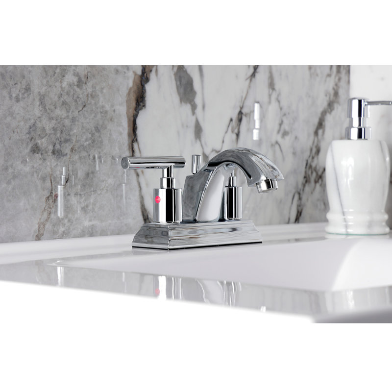 Kingston Brass Manhattan Two-Handle 3-Hole Deck Mount 4" Centerset Bathroom Faucet with Pop-Up Drain, Polished Chrome