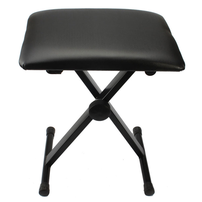 Tabouret à clavier pliant ajustable avec siège rembourré en cuir et siège en X