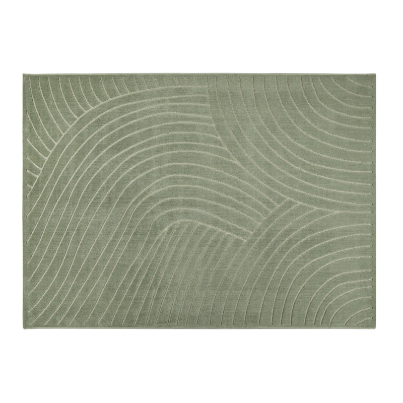 Geometric Pile Low-Effect patterned Machine Woven Green Area Rug, Rectangle 120 x 170cm