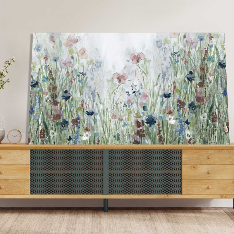 «Wildflower Fields» par Carol Robinson - Peinture, L 40 po x H 24 po, Toile tendue