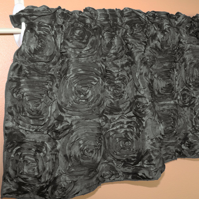 Floral Tailored Window Valance, 54" W x 16" L, Charcoal Gray