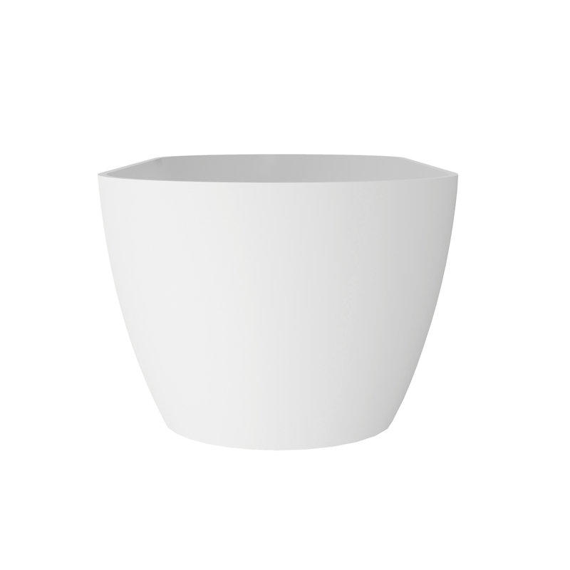 Baignoire autoportante de 59 po à surface solide, baignoire de luxe autoportante en résine de pierre avec trop-plein et bonde escamotable pour salle de bain contemporaine, blanc mat GF-25S03-59MW