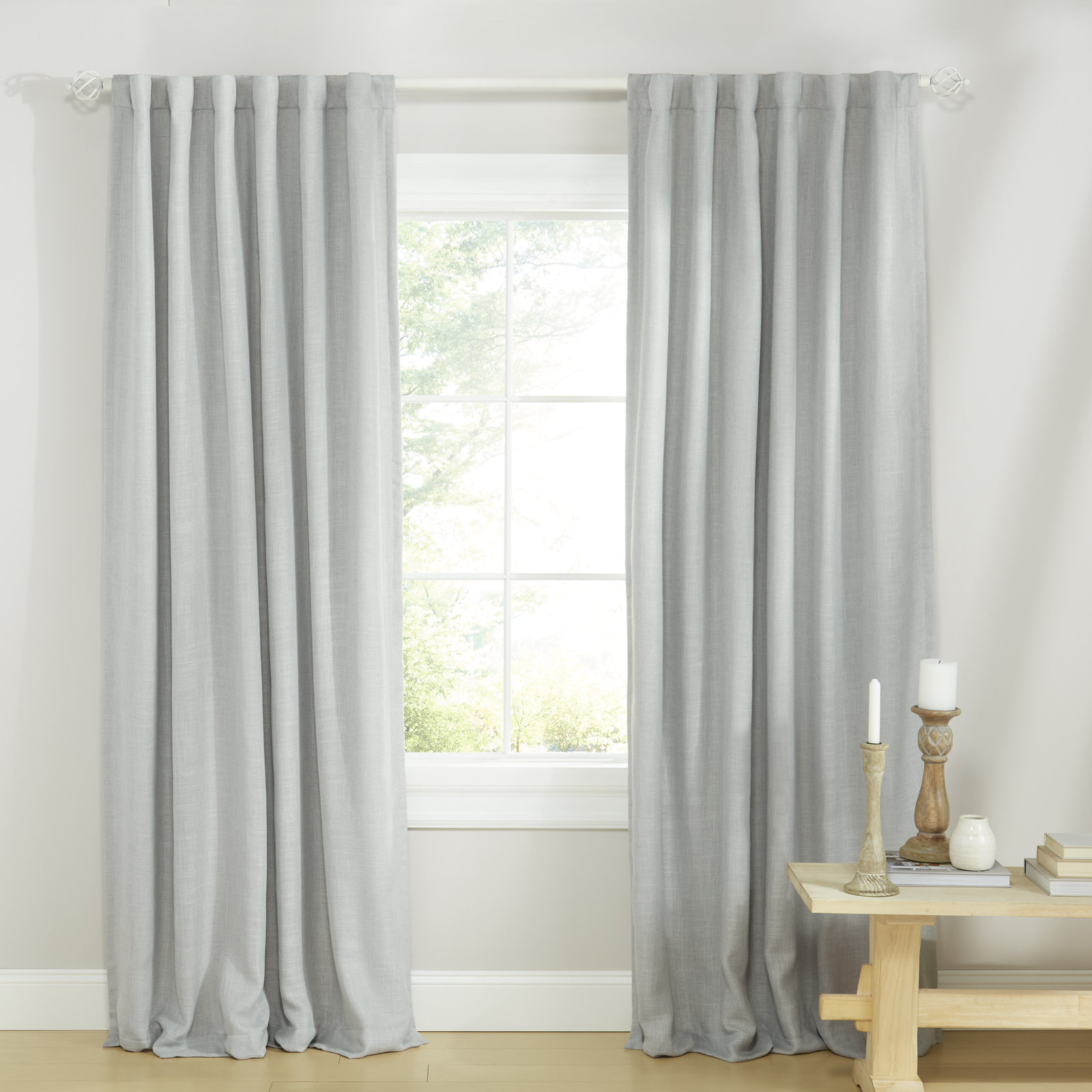 Lauren Ralph Lauren Linen Herringbone Blackout Panel, 52" W x 84" L, Gray