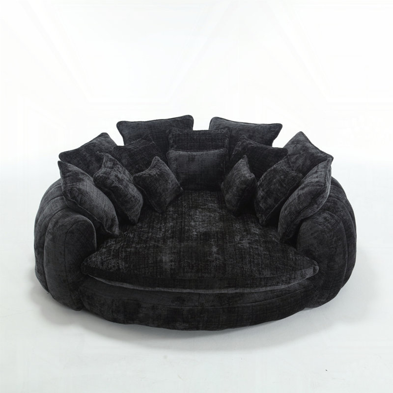 Canapé-lit surdimensionné avec accoudoirs, Chenille noir