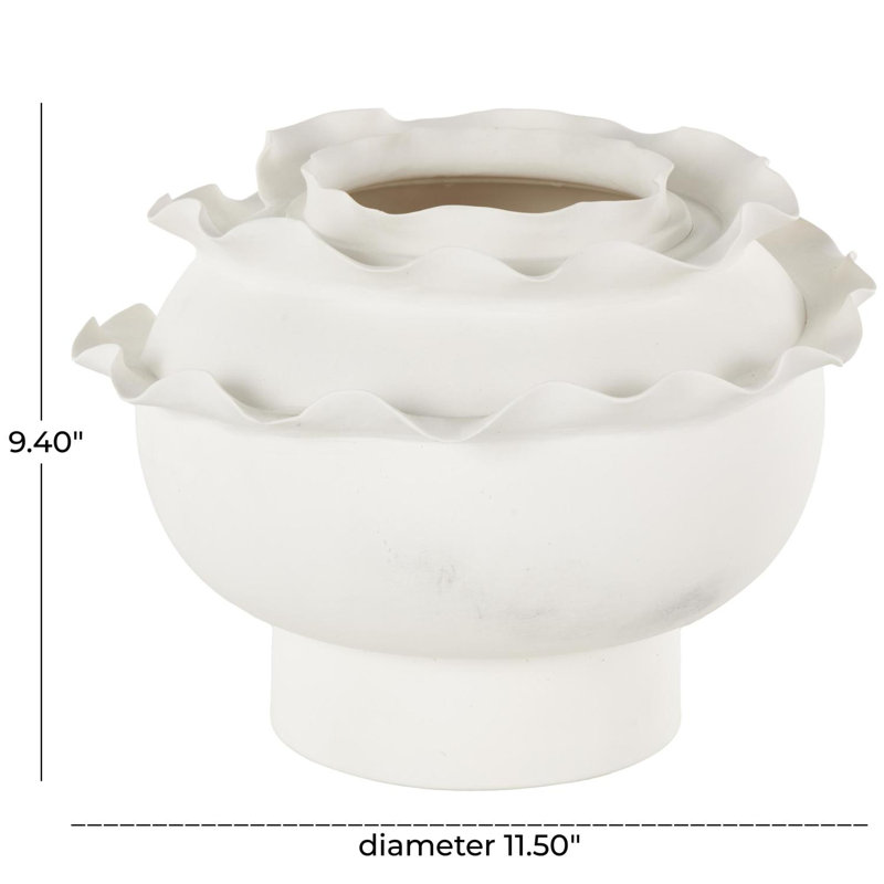 Acuna Ceramic Floral Inspired Abstract Vase, White