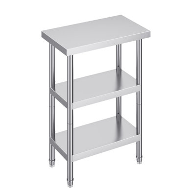 SUS201 Stainless Steel Prep Table 14 x 24 Inch 1 Piece Silver