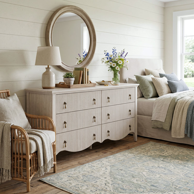 Commode double 6 tiroirs Avenall, Chêne blanc