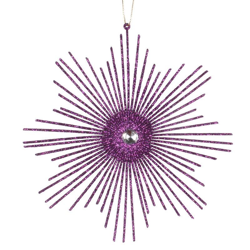 6.5" Glitter Snowflake Burst Ornament, Plum