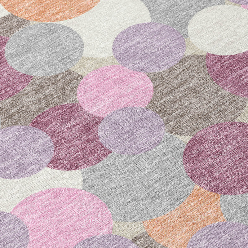 Machine Washable Indoor/Outdoor Chantille ACN2450 Geometric Rug, 8' Round, Blush