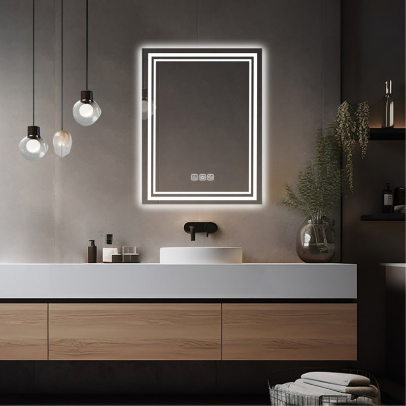 Miroir à DEL de 5 mm pour salle de bain 5 minutes, 3 couleurs réglables, humide, fonction mémoire, miroir mural, intensité variable, haute réflexion, Cri90