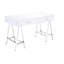 Bureau blanc laqué lustré avec 2 compartiments de rangement, idéal pour un espace de travail. Deux tiroirs de forme rectangulaire au design moderne.-639504318