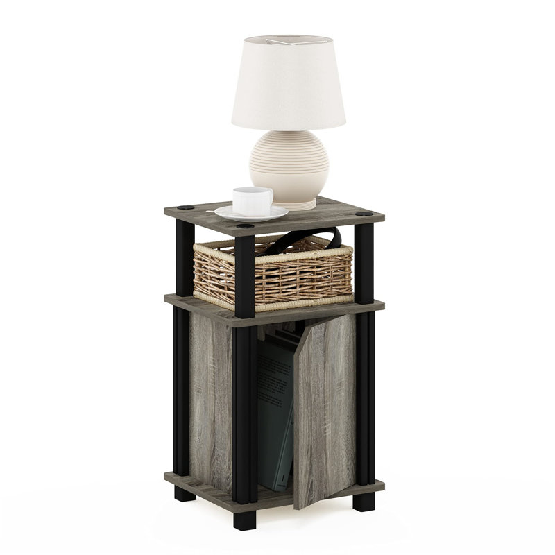 URBNLIVING 34cm W Manufactured Wood Bedside Table, Black/Grey