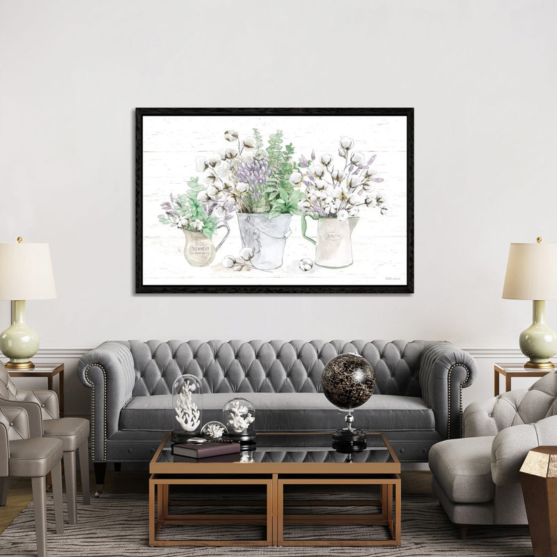 Farmhouse Cotton I Sage by Beth Grove - Painting on Canvas, Black Framed, 152.5 cm H x 101.5 cm W