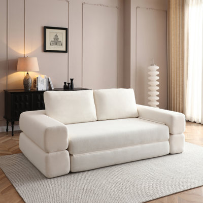 81-Inch Convertible Sofa Bed With High-Density Foam, 3-In-1 Folding Floor Couch, Fold-Out Futon Sleeper, Pillows Included, Boneless Lounge Loveseat For Living Room Or Bedroom.