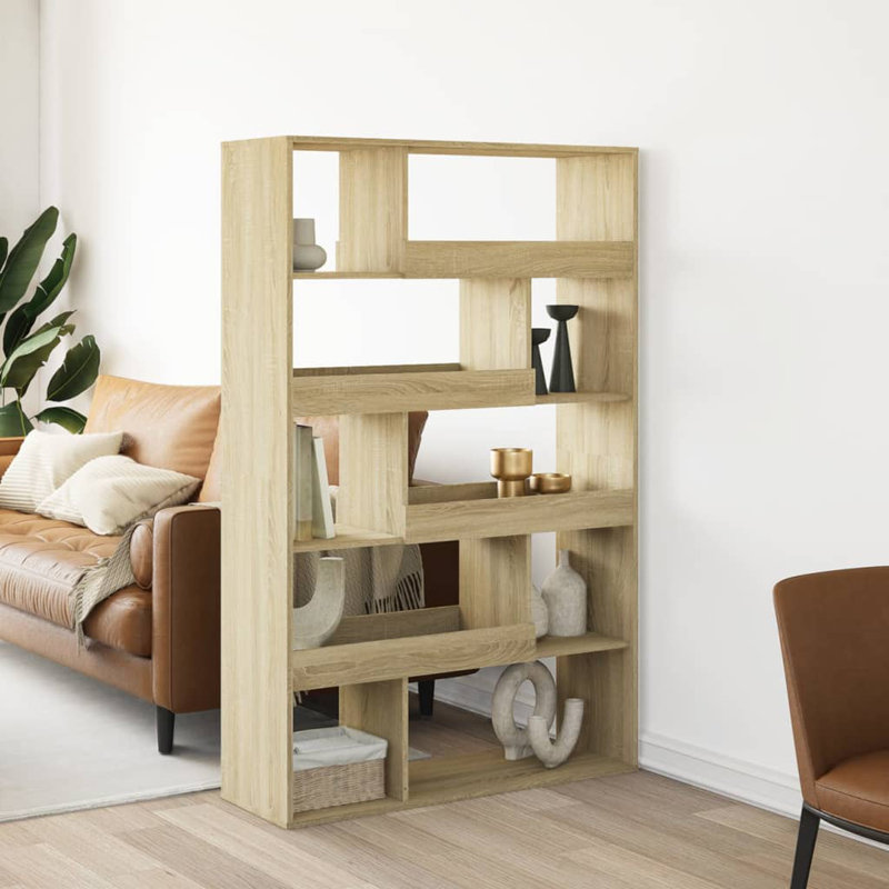 Schrey 94.5cm H Book Cabinet Bookcase, (5 Shelves) 156.5cm H x 100cm W x 33cm D, Sonoma Oak