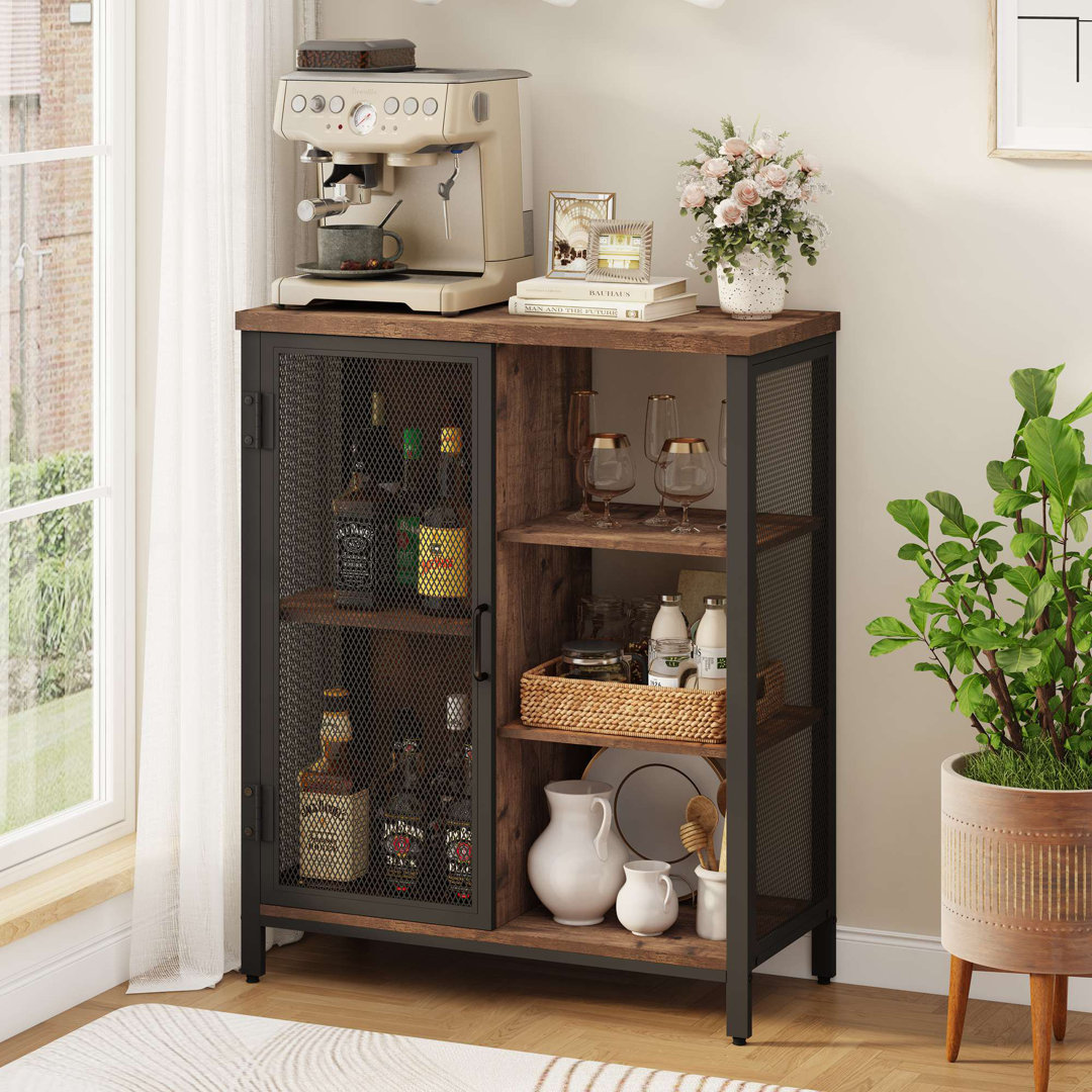 Aust Farmhouse Coffee Bar with Wine Storage and Adjustable Shelves 17 Stories 