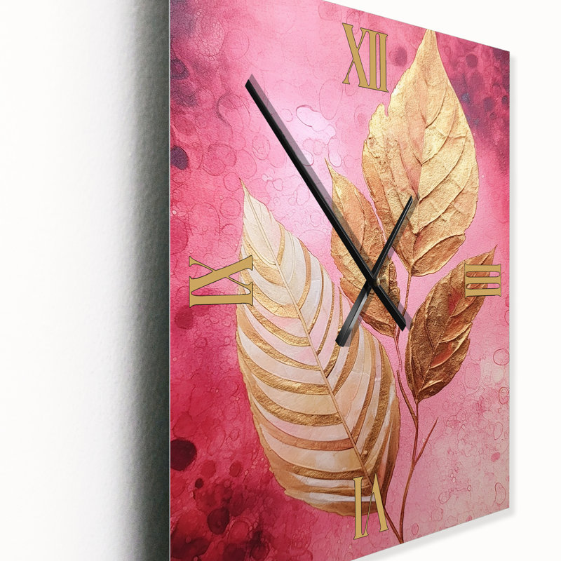 Horloge murale moderne rose et or rose Harmony I, Petit