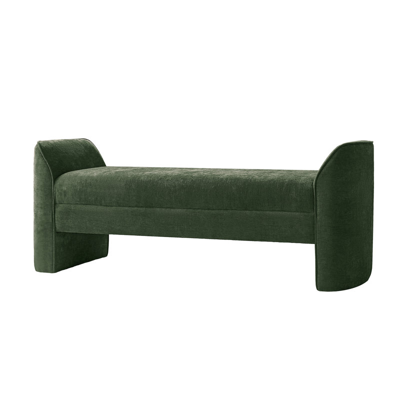 Arlesia Modern 57"W Chenille Fabric Easy Assembly Upholstered Bench, Green