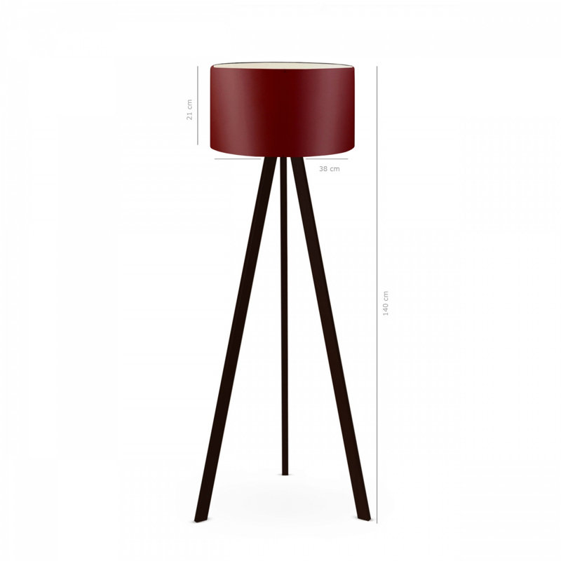 Lampe sur pied moderne rouge Claret, hauteur 55,1 po, abat-jour 100% PVC, pieds en panneau de fibres à densité moyenne | Douille E27, 40 W maximum | Conception élégante et originale pour la maison, le bureau et la maison de campagne | Éclairage ambiant parfait pour n'importe quelle pièce