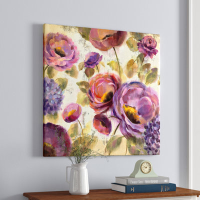 «Blue and Purple Flower Song II» par Silvia Vassileva, reproduction d'art sur toile tendue