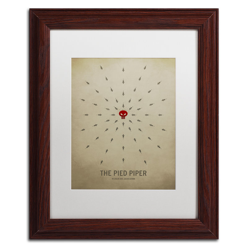 « pied piper », art encadré Christian Jackson, H 14 po x l 11 po x P 0,5 po, Blanc