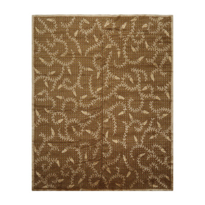 Tapis unique brun / or noué à la main 8 pi x 10 pi Amayrani