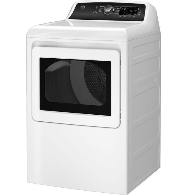 GE Appliances 7.4 Cu. Ft. Electric Dryer Sensor Dry Reversible Door in White