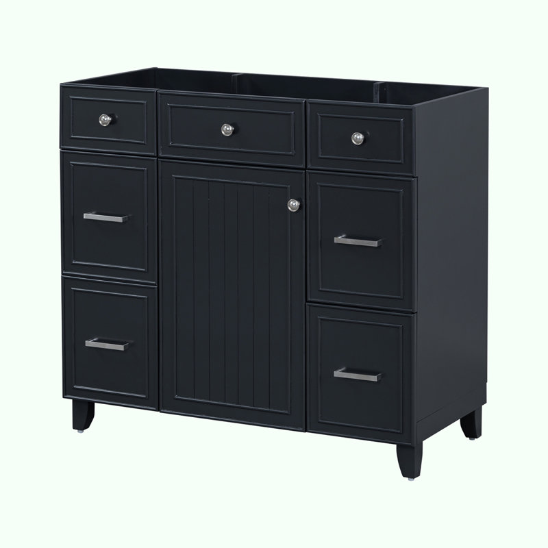 Meuble-lavabo 36 po sans lavabo, Argent argent, Noir, noir, noir, noir