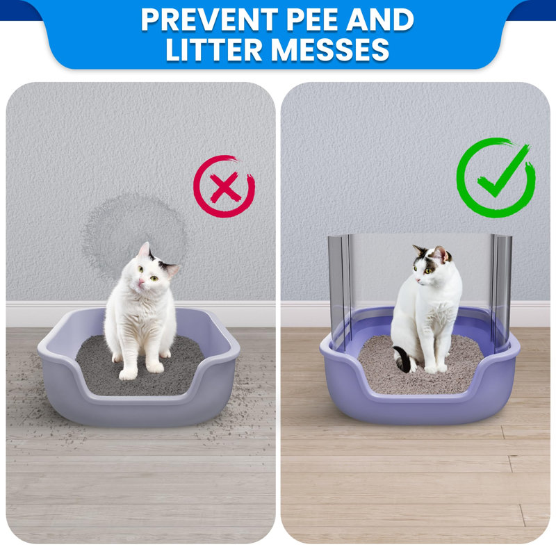 Flexible Plastic Cat Litter Box Pee Shields with Velcro