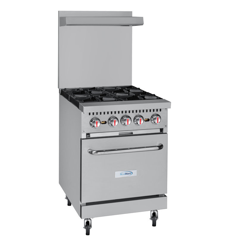 24 in. 4 Burner Commercial Liquid Propane Range with Oven in Stainless-Steel (KM-CR24-LP)