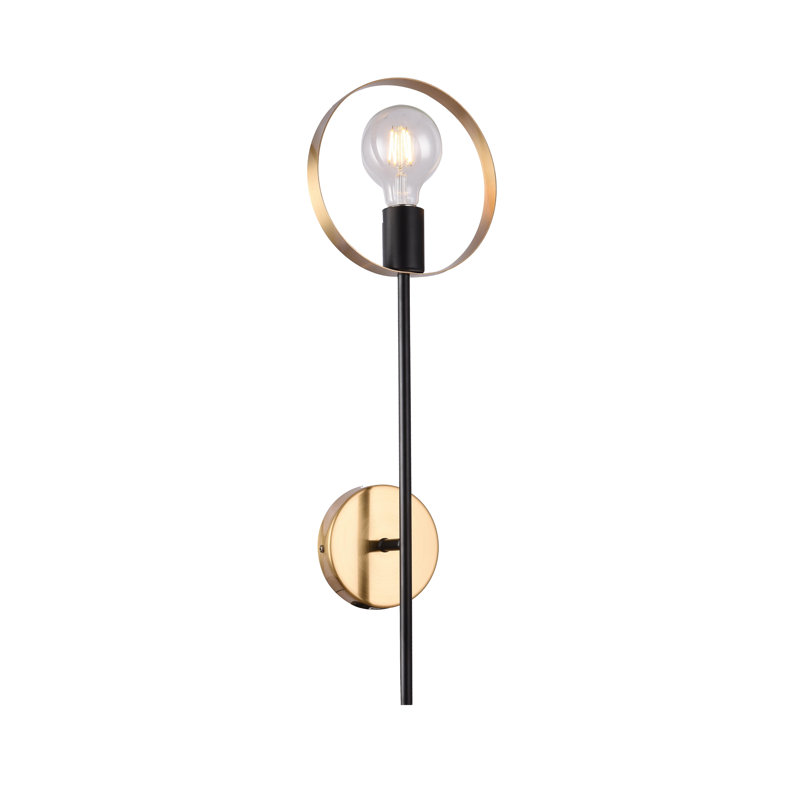 Transitional 1 Light Black and Gold Wall Sconce